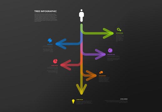 Arrows Dark Infographics Template with Various Diversity Options