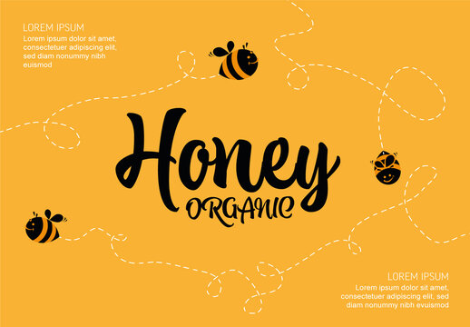 Honey Creative Label Template with Flying Bees