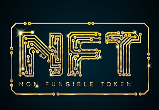 Nft Non-Fungible Token Luxury Golden Concept Illustration Template