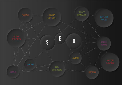 Seo Dark Infographic Schema Diagram Made from Circles