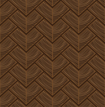 Animal Scales Hand Drawn Pattern In Brown Color. Decorative Seamless Background. Art Deco Line Art. 