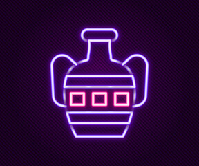 Glowing neon line Ancient amphorae icon isolated on black background. Colorful outline concept. Vector