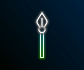Glowing neon line Medieval spear icon isolated on black background. Medieval weapon. Colorful outline concept. Vector