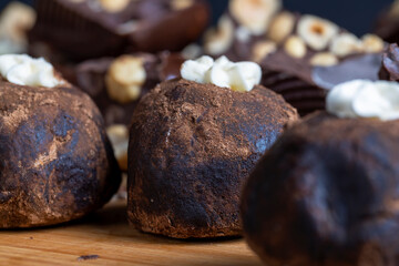 chocolate cake with the use of cocoa and butter with sugar