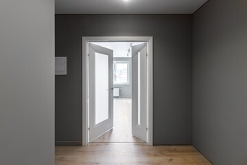 Wood doors open closed in the interior