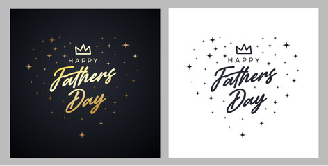 Happy Father’s Day Calligraphy premium greeting card. Vector illustration. Heart dad. Love Dad