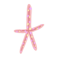 Vector Pink starfish painted in watercolor. Summer illustration of the underwater world.