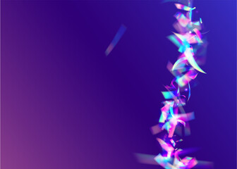 Hologram Sparkles. Kaleidoscope Background. Bokeh Effect. Surreal Foil. Blur Abstract Template. Laser Prism. Purple Metal Confetti. Festive Art. Blue Hologram Sparkles