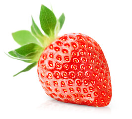 one fresh strawberry on isolated on white background