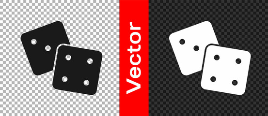 Black Game dice icon isolated on transparent background. Casino gambling. Vector