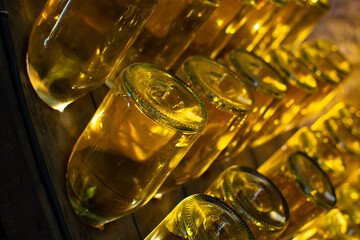 Sparkling wine production by traditional method in underground cellars in Vienna, Austria