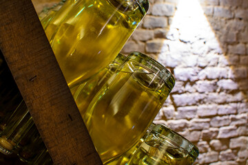 Fototapeta na wymiar Sparkling wine production by traditional methods in underground cellars in Vienna, Austria