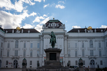 Obraz premium Capital of Austria Vienna, architectural and decoration elements of buildings in central part of city