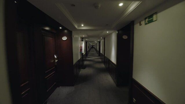 Long hotel corridor
