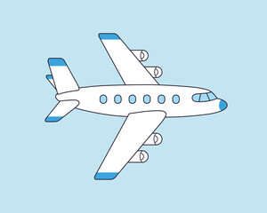 White blue jet passenger airplane isolated vector