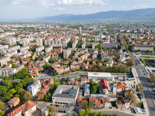 Aerial sunset view of City of Plovdiv, Bulgaria