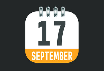 September 17 calendar daily icon. Banner of day, date, month and holiday in september.