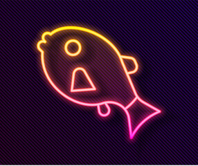 Glowing neon line Tropical fish icon isolated on black background. Exotic fish. Vector