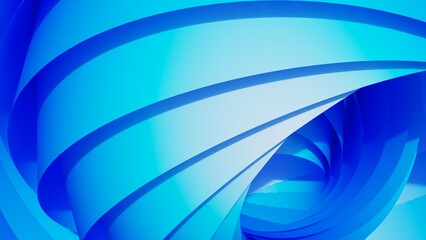 Blue Mathematical Geometric Cylinder under Black-White Spot Lighting Background. Conceptual image of technological innovations, strategies and revolutions. 3D CG.