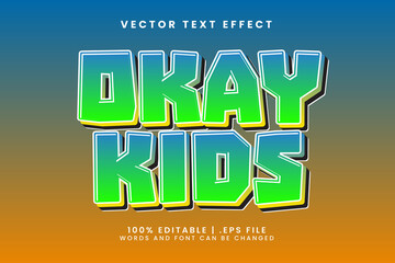 okay kids text effect editable cartoon and comic text style