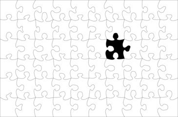 Puzzle Spiel, alles in weiß und nur eines in schwarz,
Vektor Illustration isoliert auf weißem Hintergrund

