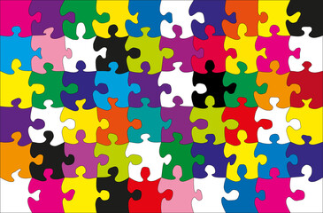 Puzzle Spiel, alles in bunte Farben,
Vektor Illustration isoliert auf weißem Hintergrund
