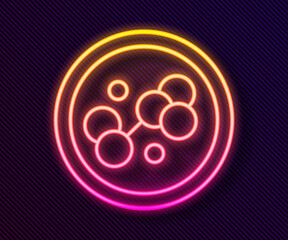 Glowing neon line Molecule icon isolated on black background. Structure of molecules in chemistry, science teachers innovative educational poster. Vector