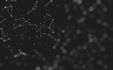 Abstract background. Molecules technology with polygonal shapes, connecting dots and lines. Connection structure. Big data visualization.