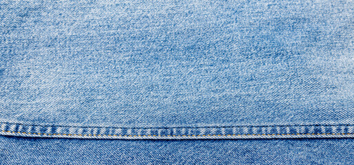 Jeans texture with horizontal seam, denim texture.