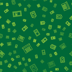 Set line Closed door, Garage and House contract on seamless pattern. Vector