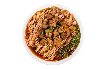 Fototapeta na wymiar Noodles in soup on a plate