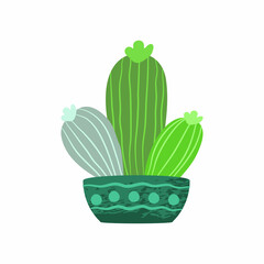 Cute aesthetic mini cactus. Isolated Ilustration. Flat style. Scalable & editable vector format.