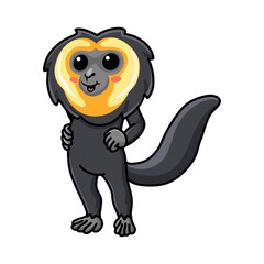Cute little saki monkey cartoon standing