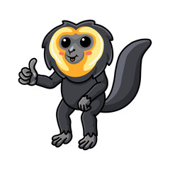 Cute little saki monkey cartoon posing