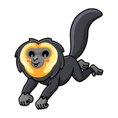 Cute little saki monkey cartoon jumping