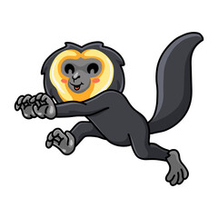 Cute little saki monkey cartoon running