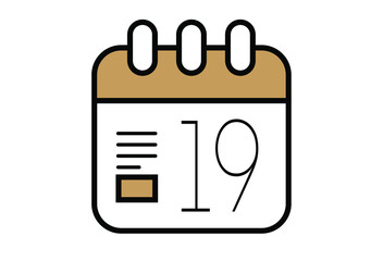 Calendar for day 19 with written information. Banner with informative calendar.