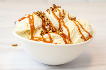 Vanilla Ice Cream with Caramel Syrup