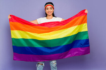 Gay woman celebrating pride parade
