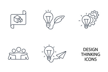 Design thinking icons set . Design thinking pack symbol vector elements for infographic web - obrazy, fototapety, plakaty