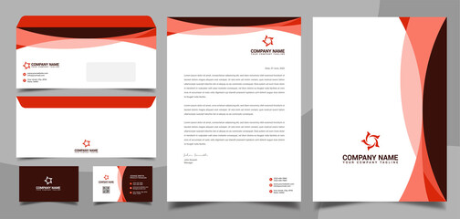 Corporate business brand identity - stationary design - letterhead - business card - envelope - cover and folder design Orange Color