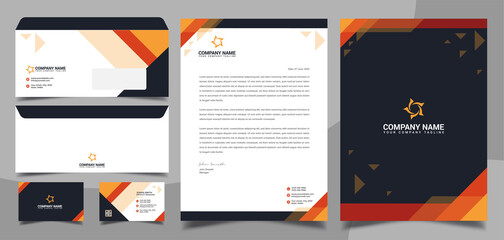 Tech company corporate business brand identity - stationary design - letterhead - business card - envelope - cover and folder design template