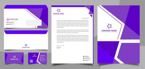 Corporate brand identity, stationary, letterhead, business card, envelope, cover design template