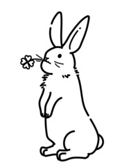 後ろ足で立つかわいいウサギのイラスト