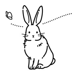 座っているかわいいウサギのイラスト