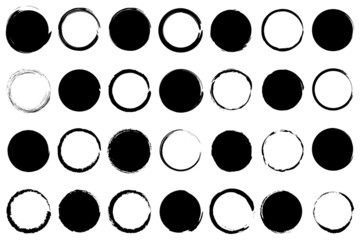 brush draw circles. Brush texture. Ink paint brush stain. Vector illustration. stock image.