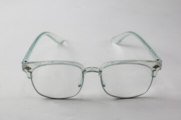 Stylish transparent glasses frame isolated on white background Single frame glasses