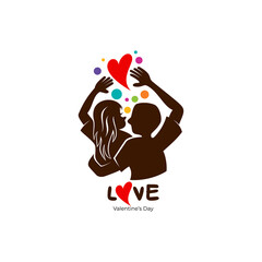 Abstract love care logo template, Girl and Man logo combination