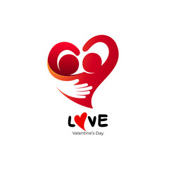 Love care logo design, Heart and family logo combination