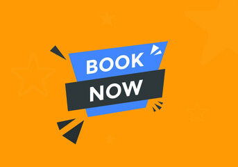Book now button. Book now text web template. Modern web Banner template 
